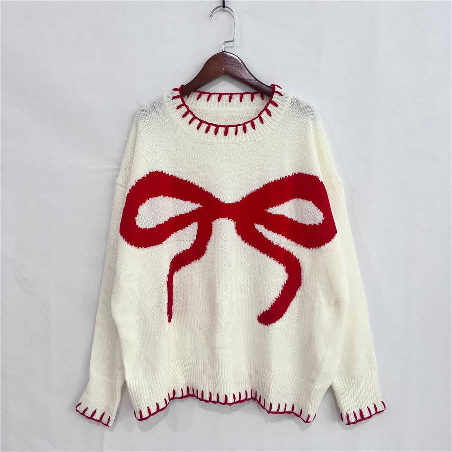 Bow Sweater: White