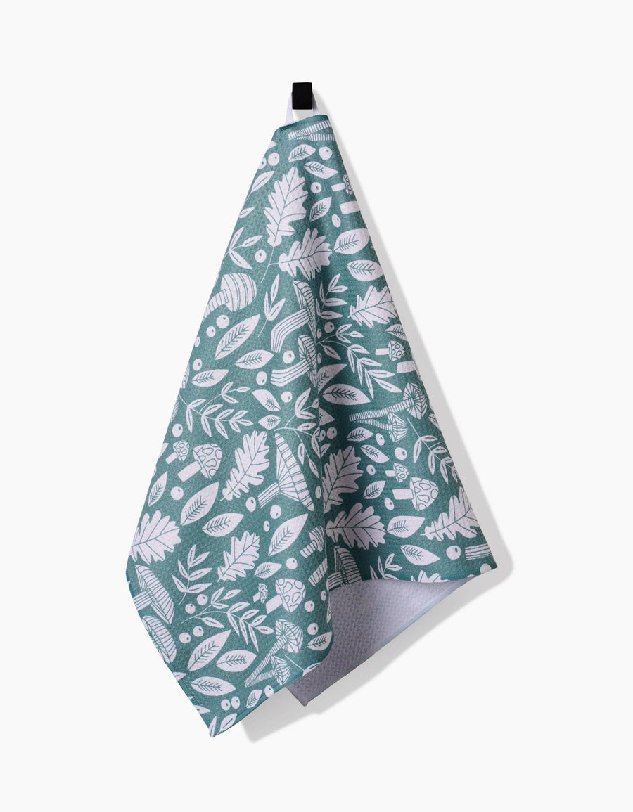 Geometry - Fall Mushrooms And Leaves Tea Towel