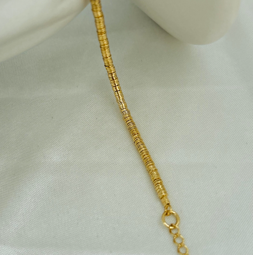 Housegold jewelry - Gold Disc Bracelet, Disc Bracelet, Flat Bead