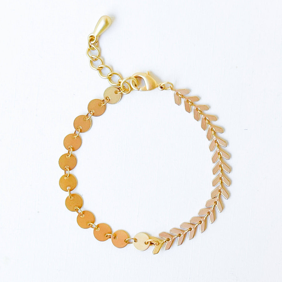 Nest Pretty Things - Adjustable Gold Chevron and circle Chain bracelet