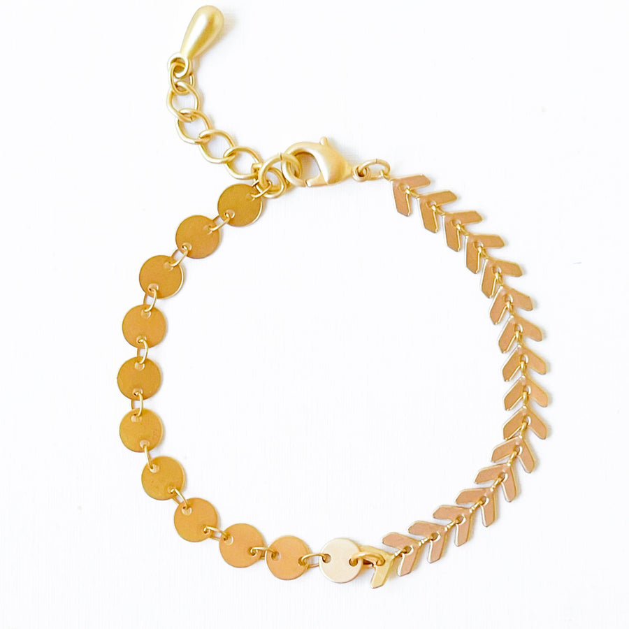 Nest Pretty Things - Adjustable Gold Chevron and circle Chain bracelet