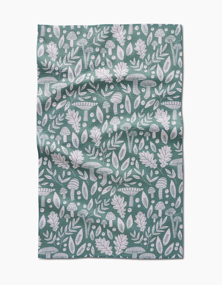 Geometry - Fall Mushrooms And Leaves Tea Towel