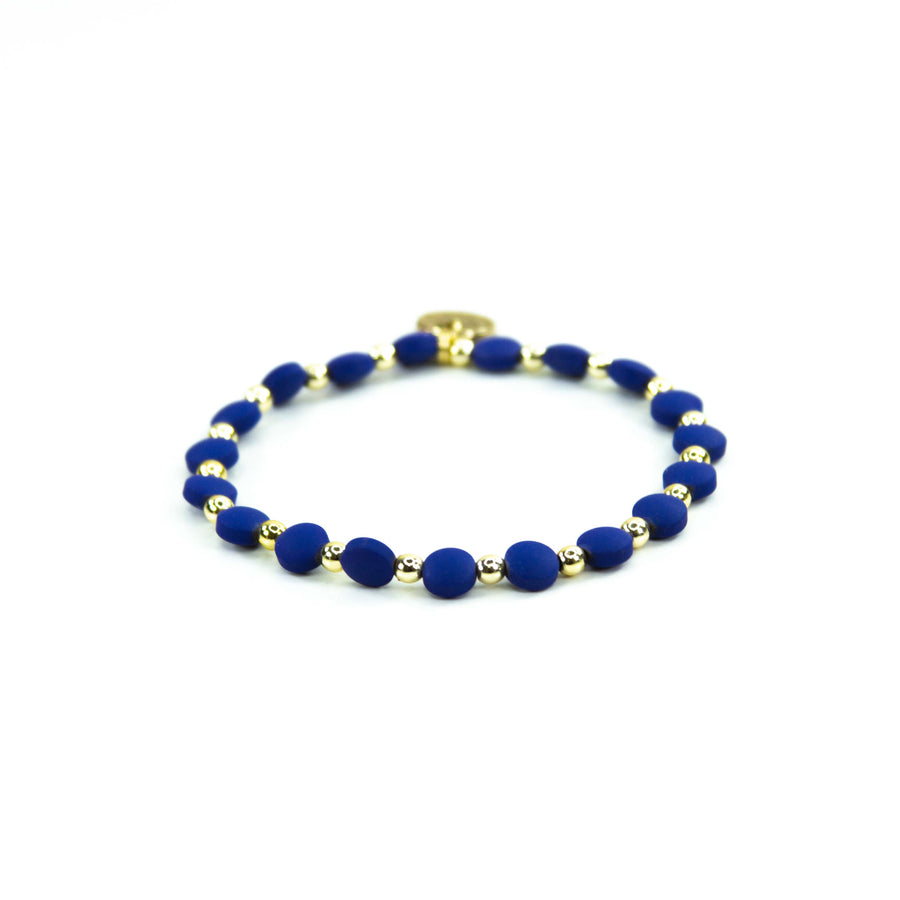 Savvy Bling - Blue 18K Gold Filled Bracelets: Matte Flat Blue & Gold