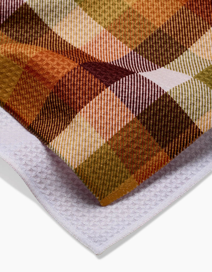 Geometry - Rustic Autumn Plaid Tea Towel