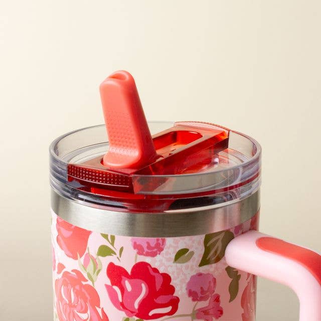 The Darling Effect - 40 oz Lifestyle Flip Straw Tumbler-Rose Garden