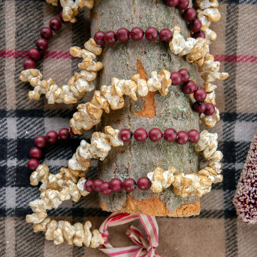 9' POPCORN  CRANBERRY GARLAND