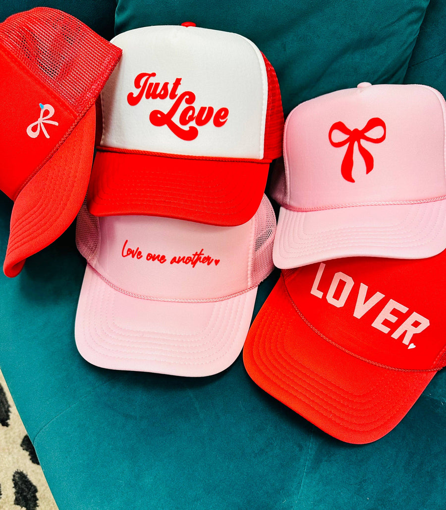 Just Love' White + Red Trucker Hat