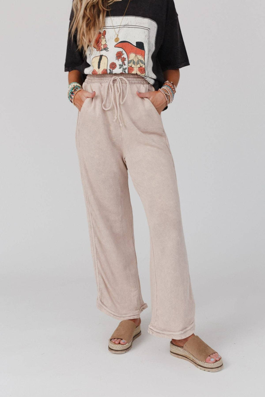 Three Bird Nest - So Comfy Wide Leg Full Pant - Taupe