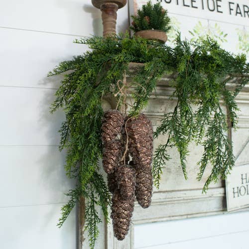 20" BROWN HANGING PINECONES