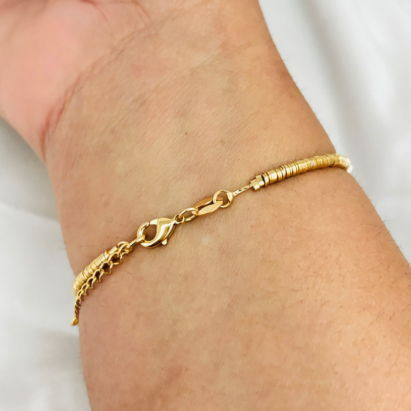 Housegold jewelry - Gold Disc Bracelet, Disc Bracelet, Flat Bead