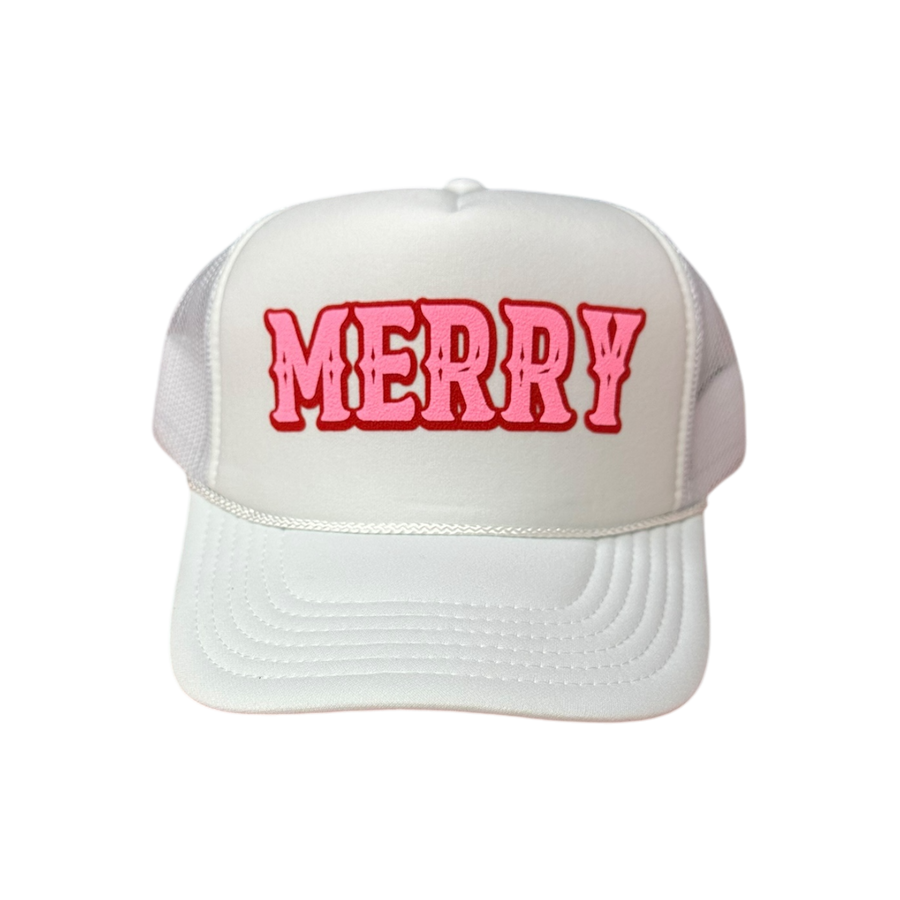 MERRY - White with Red Trucker Hat