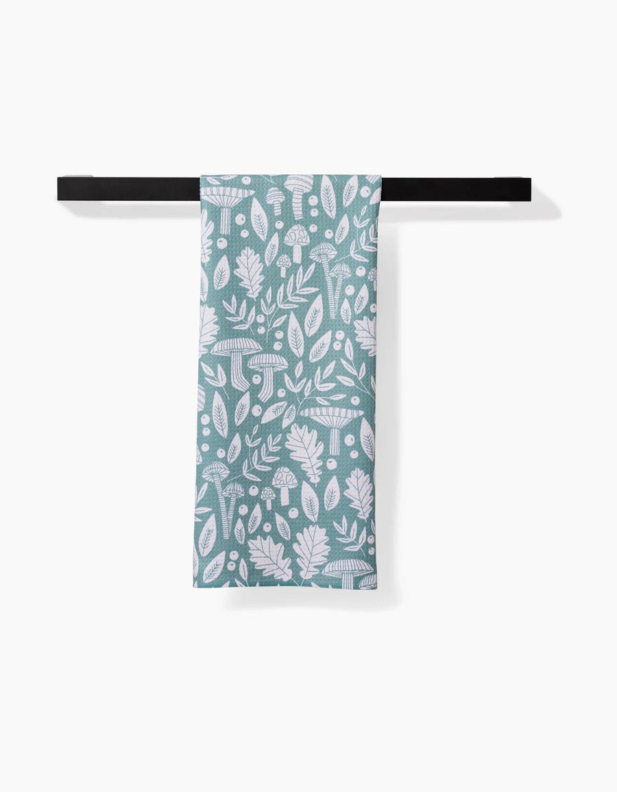 Geometry - Fall Mushrooms And Leaves Tea Towel