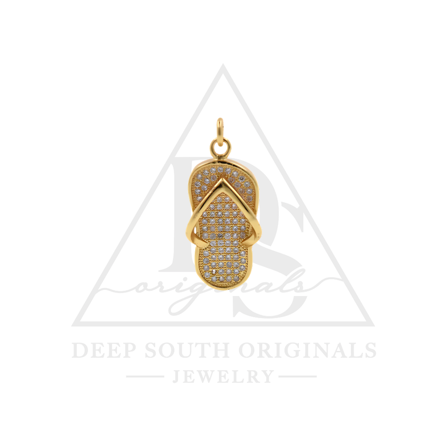 Deep South Org.- Gold Pave Flipflop Charm