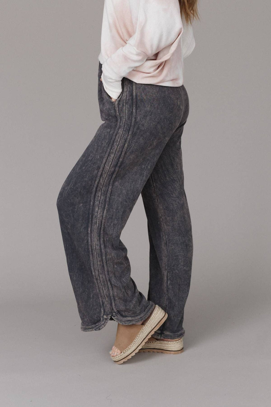 Three Bird Nest - So Comfy Wide Leg Full Pant - Charcoal