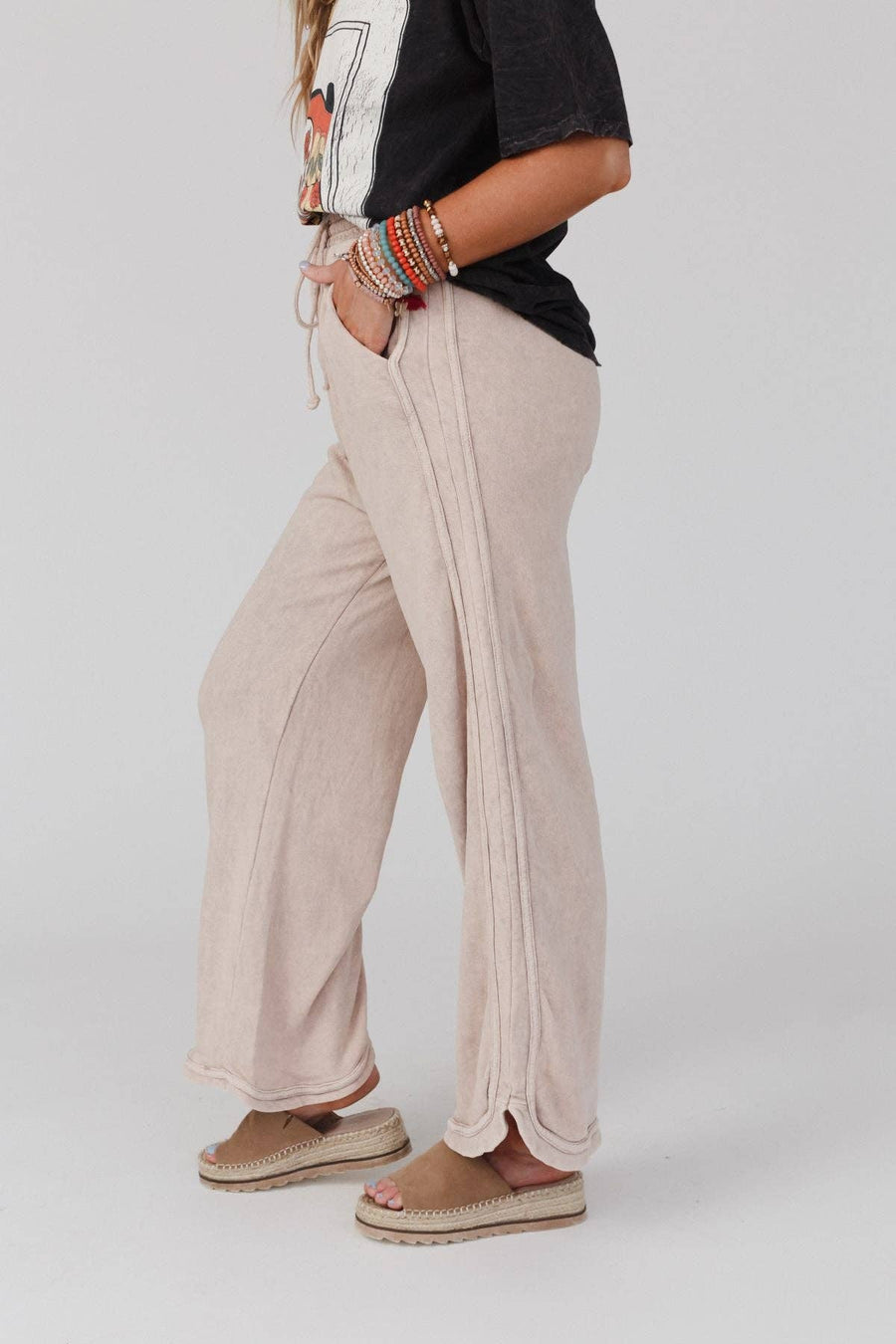 Three Bird Nest - So Comfy Wide Leg Full Pant - Taupe