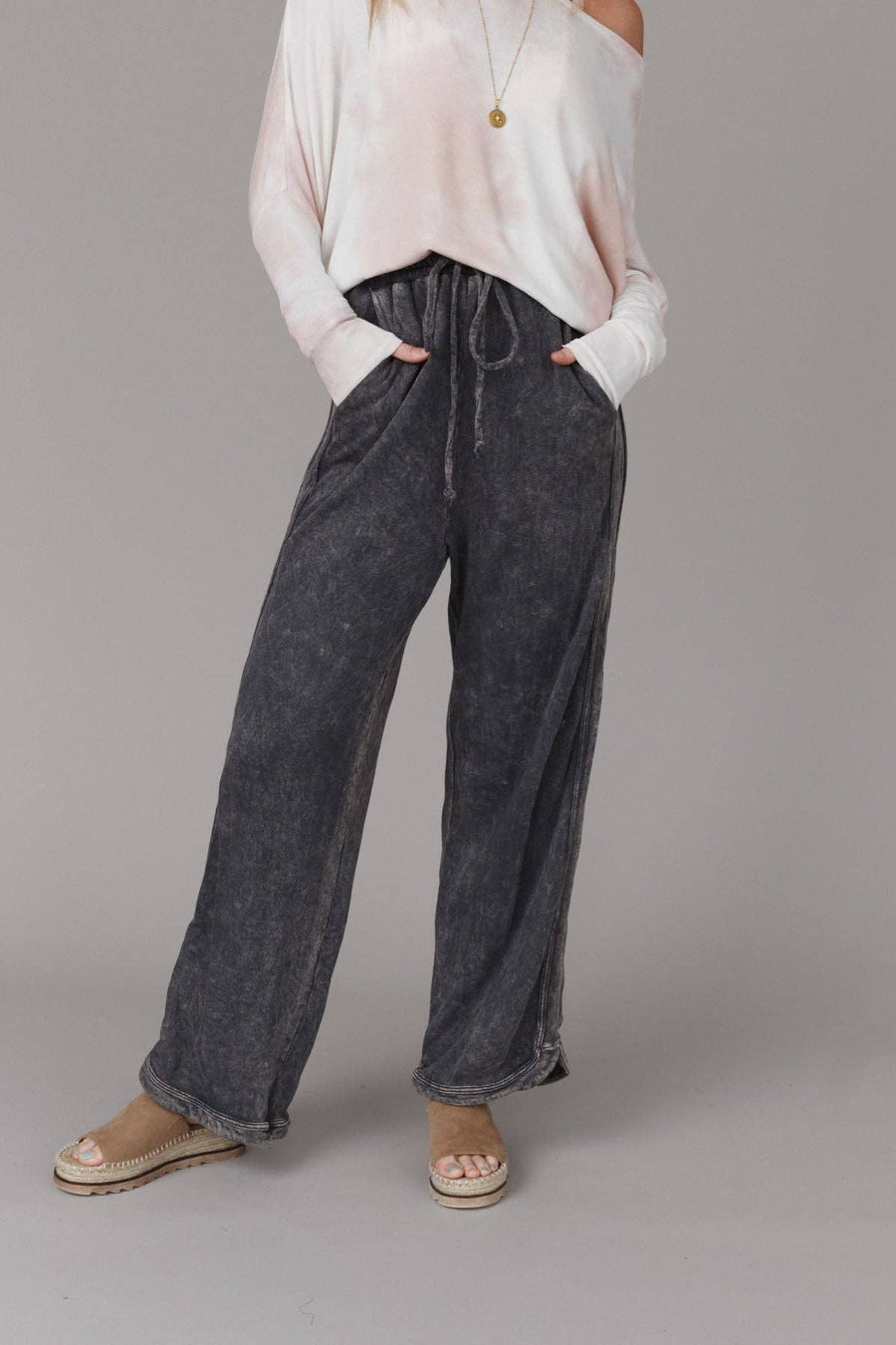 Three Bird Nest - So Comfy Wide Leg Full Pant - Charcoal