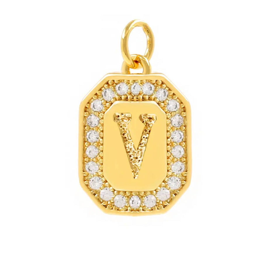 W Initial Charms For Charm Necklace-:Savvy Bling