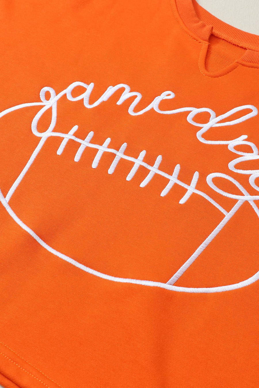 Little Daisy Closet - Game Day Lettering Rugby Notched Neck Sweatshirt: Orange