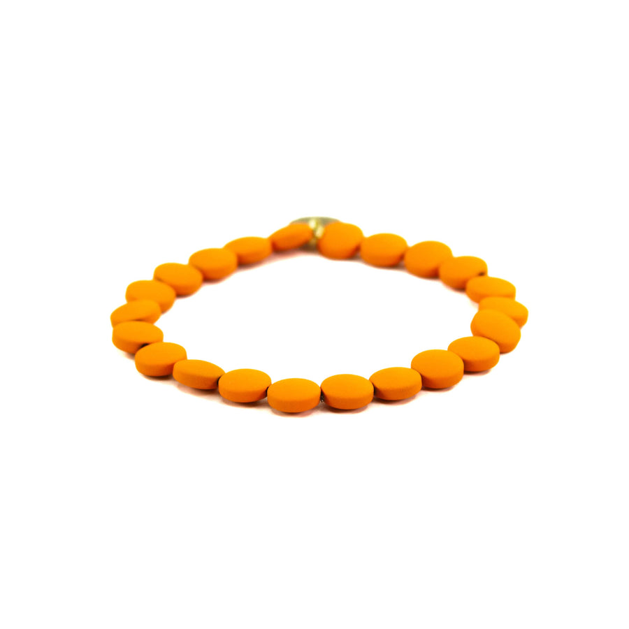 Savvy Bling - Orange Gold Filled Bracelets: Metallic Orange Barrel & Gold