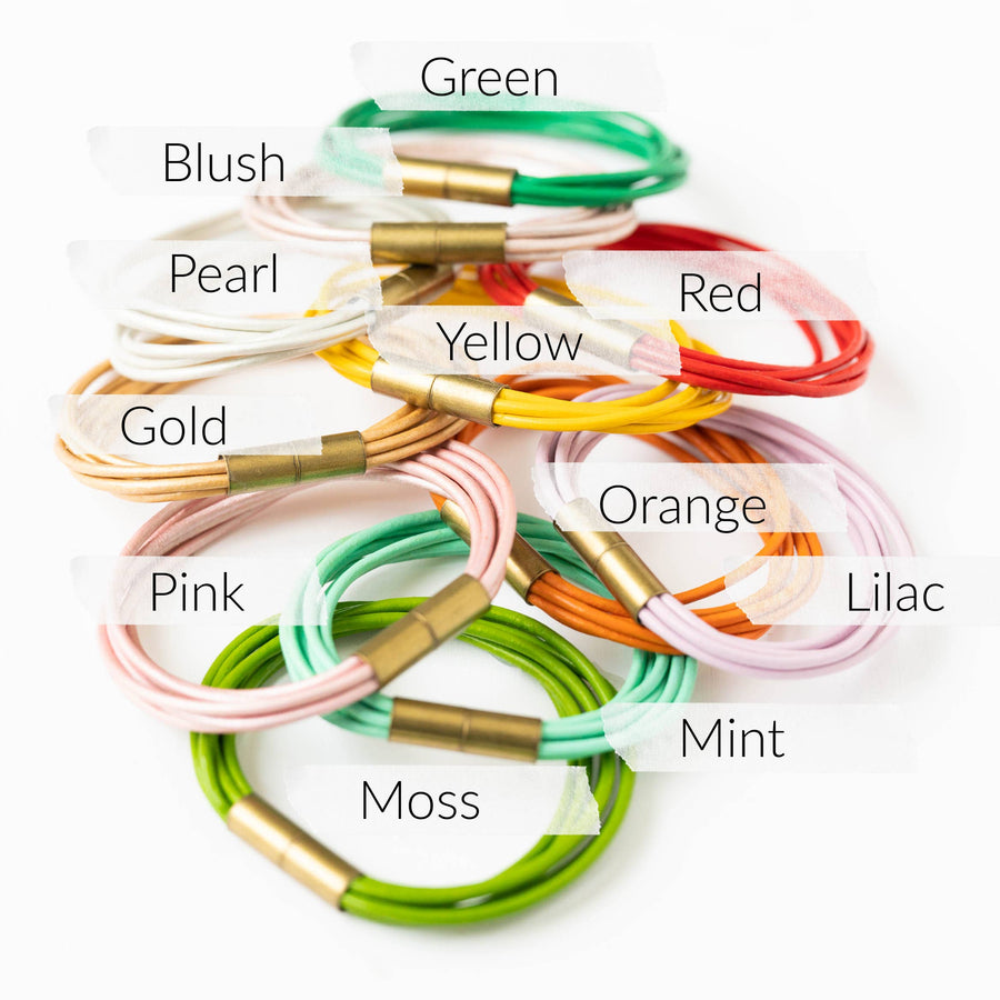 Nest Pretty Things - Magnetic Multi Cord Leather Bracelet: 6.5" / Green