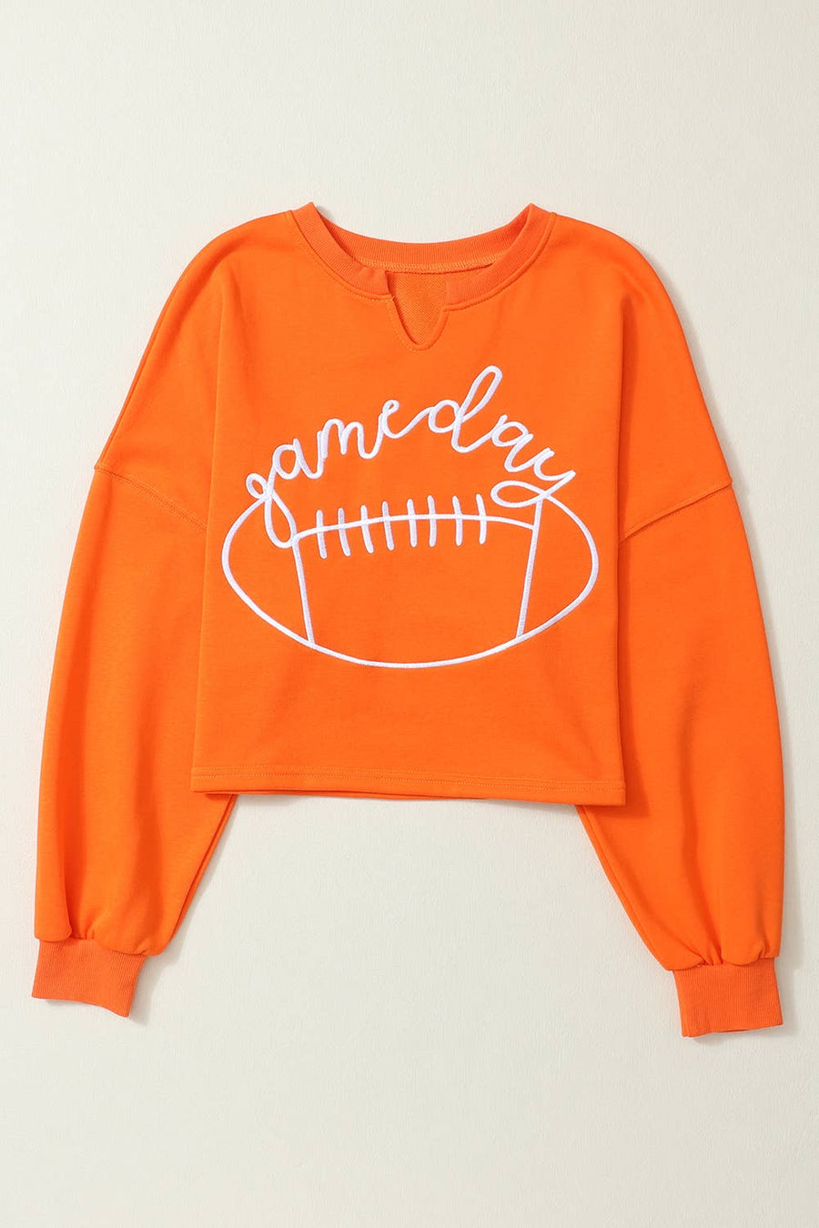 Little Daisy Closet - Game Day Lettering Rugby Notched Neck Sweatshirt: Orange