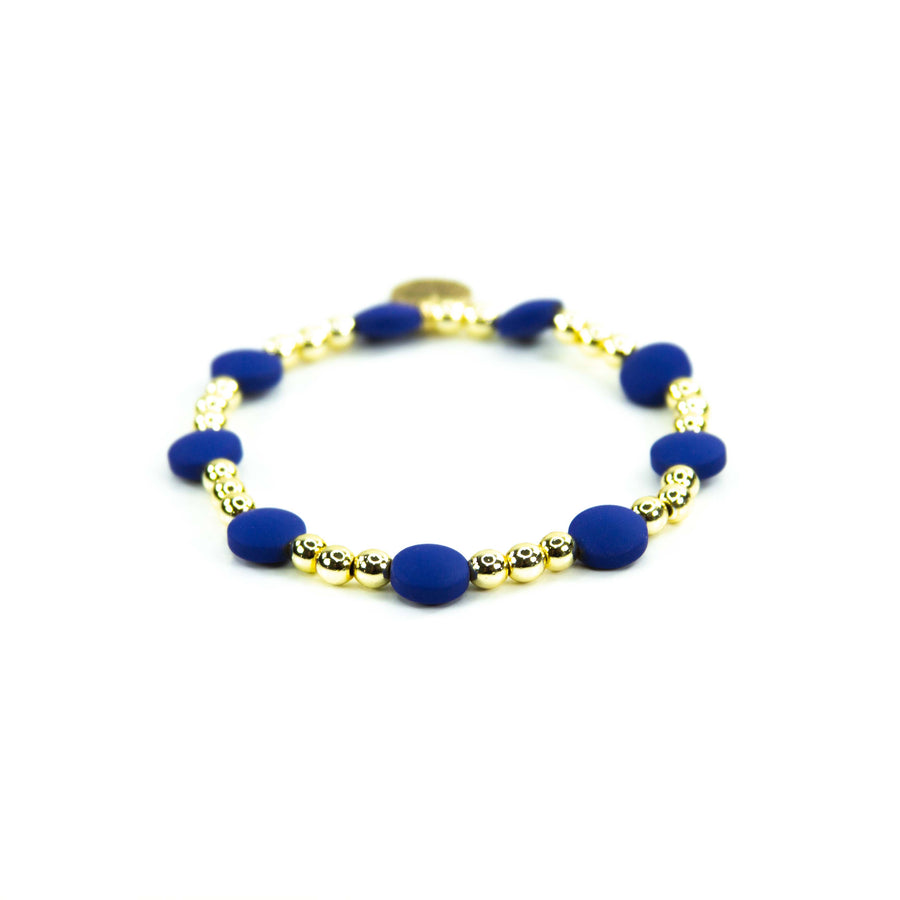Savvy Bling - Blue 18K Gold Filled Bracelets: Matte Flat Blue & Gold
