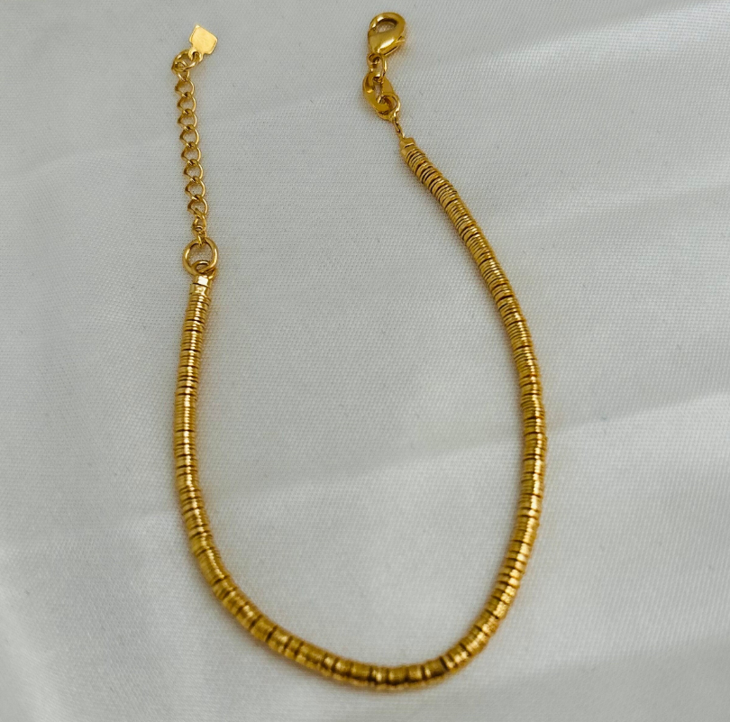 Housegold jewelry - Gold Disc Bracelet, Disc Bracelet, Flat Bead