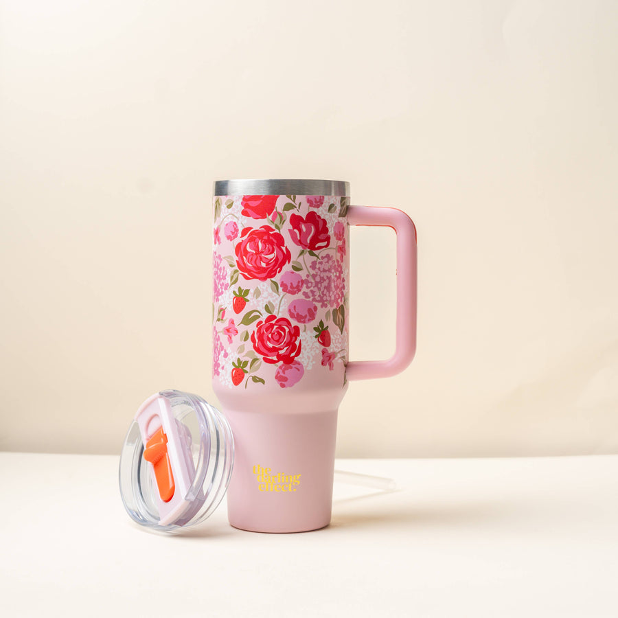 The Darling Effect - 40 oz Lifestyle Flip Straw Tumbler-Rose Garden