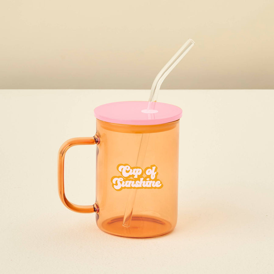 Color Glass Mug with Handle - Orange Cup of Sunshine