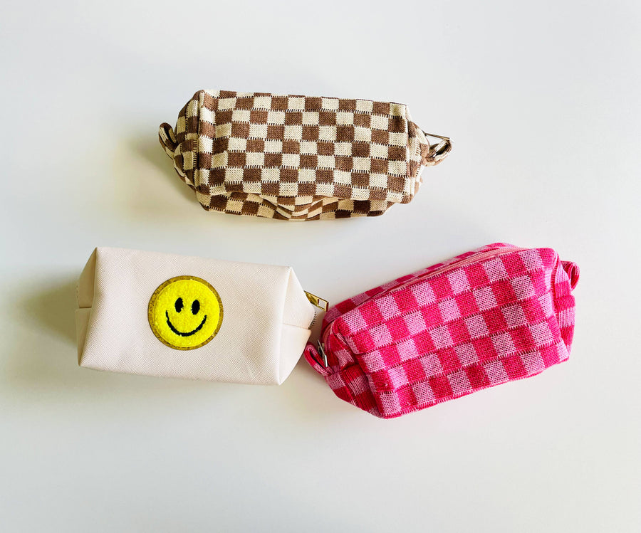 Cosmetic Bag: Brown Checkered