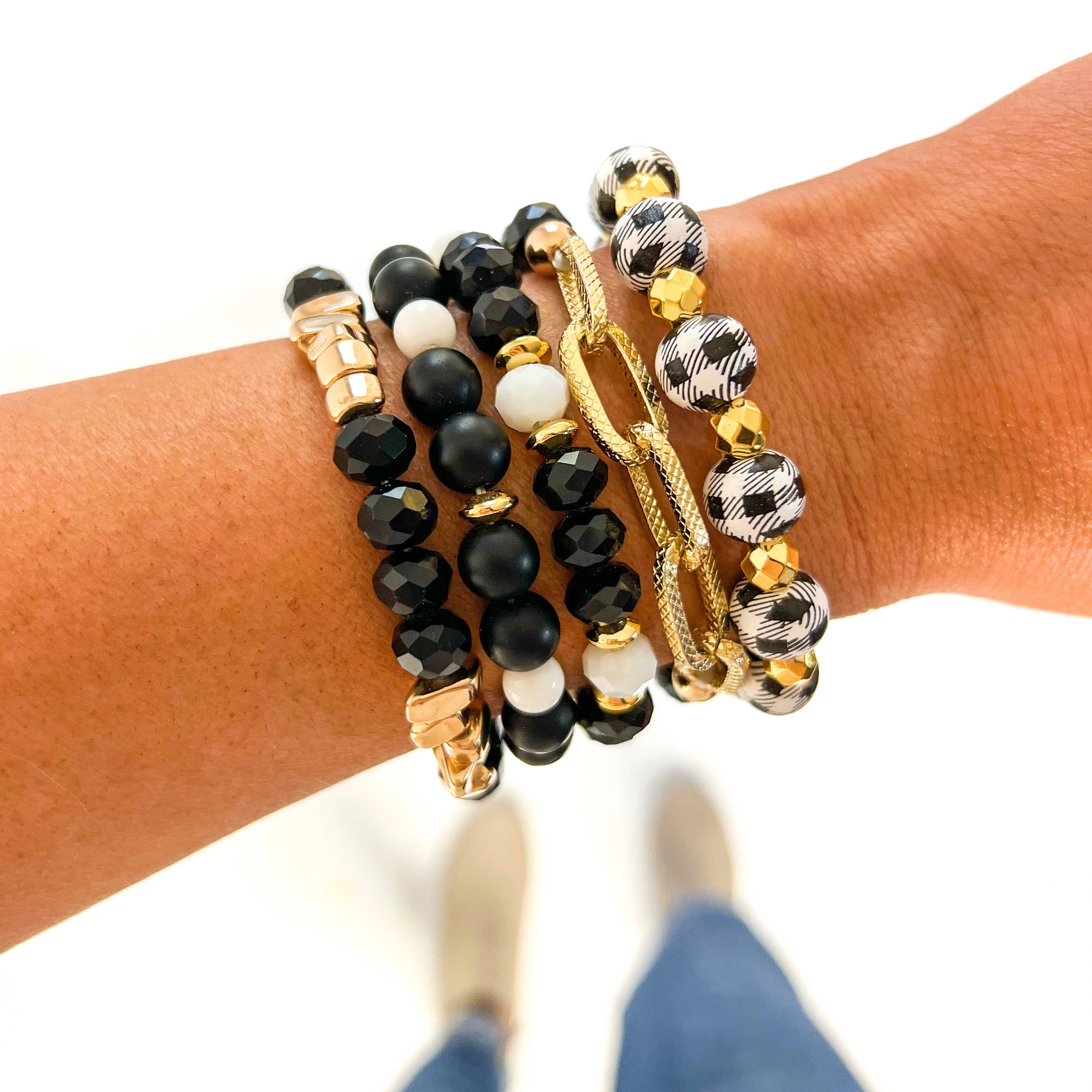 Savvy Bling - Buffalo Plaid Black & Gold Christmas Bracelet Stack ...