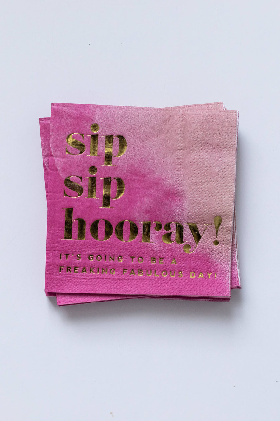 Kitty Meow Boutique - Sip Sip Hooray Cocktail Party Napkin - Bright Pink Napkin