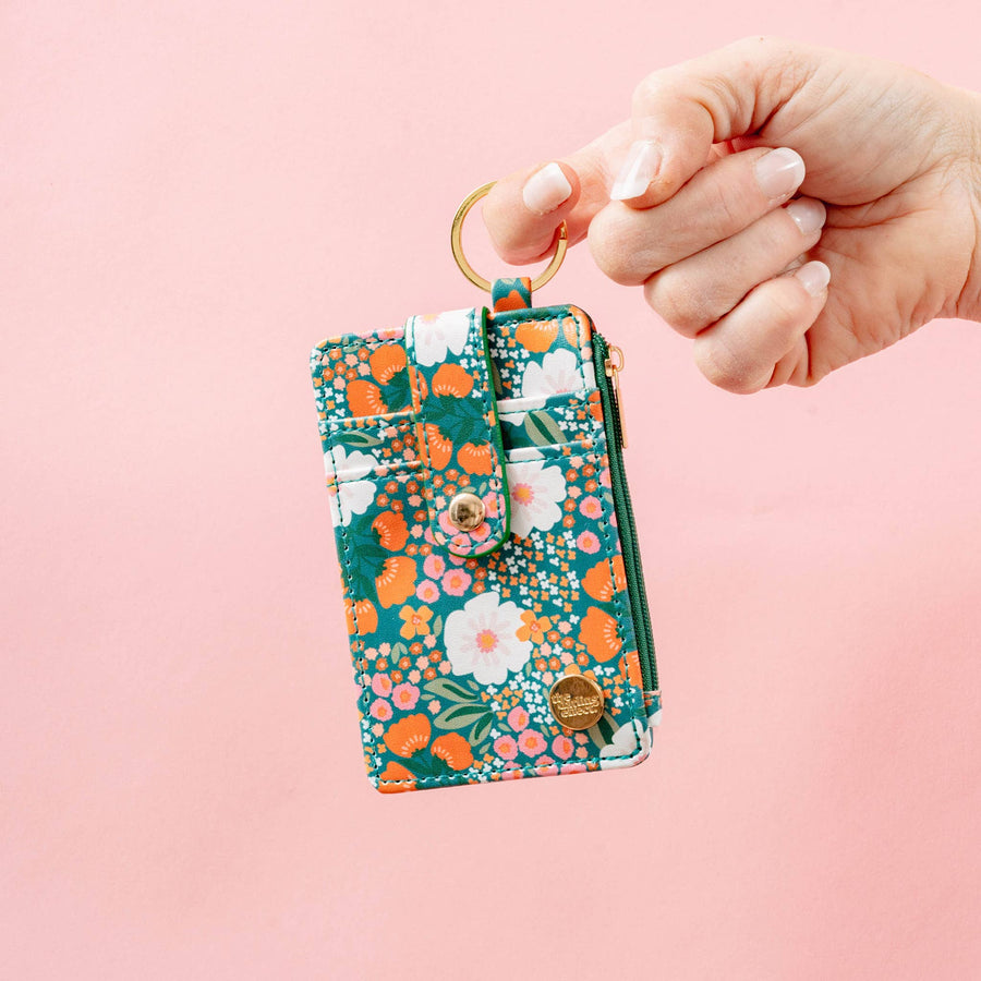 The Darling Effect - Sweet Meadow Keychain Card Wallet - Dark Green & Orange