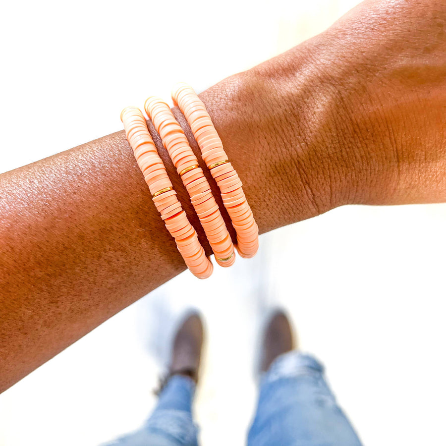 Savvy Bling - Peach Vinyl Heishi Bracelet